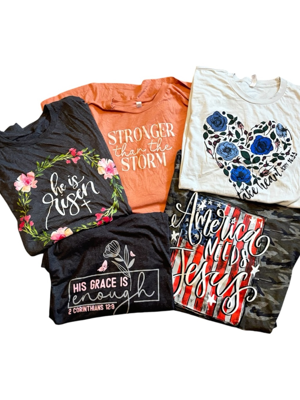Bundle of Christian Plus Sized Graphics & Positive Sayings T-shirts 4X